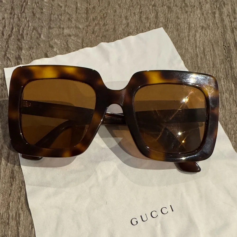 Gucci Square Tortoise Sunglasses.